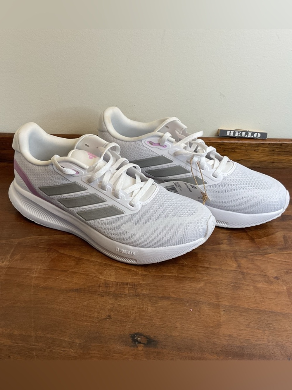 Adidas Runfalcon 5 Running Shoes Sneakers JI3981 White Silver Pink Women’s 8.5